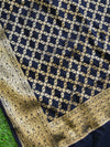 Banarasee Art Silk Salwar Kameez Fabric With Jaal Design Dupatta-Black