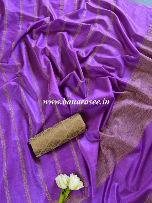 Bhagalpur Cotton Silk  Ghichha Work Saree-Purple