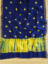 Banarasee Shibori Dyed Chanderi Salwar Kameez Fabric With Contrast Dupatta-Blue & Yellow