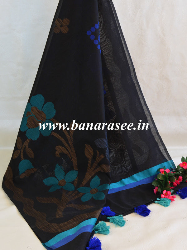 Banarasee Cotton Silk Resham Woven Dupatta-Black