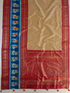 Banarasee Soft Silk Patola Saree With Foil Print Border-Gold & Red