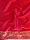 Banarasee Soft Silk Patola Saree With Foil Print Border-Gold & Red