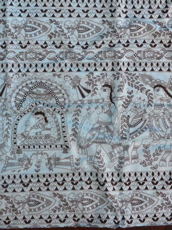 Handloom Block Printed Khadi Cotton Salwar Kameez With Kota Dupatta Set-Blue