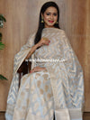 Banarasee Semi-Chiffon Zari Buta Salwar Kameez Dupatta Set-White