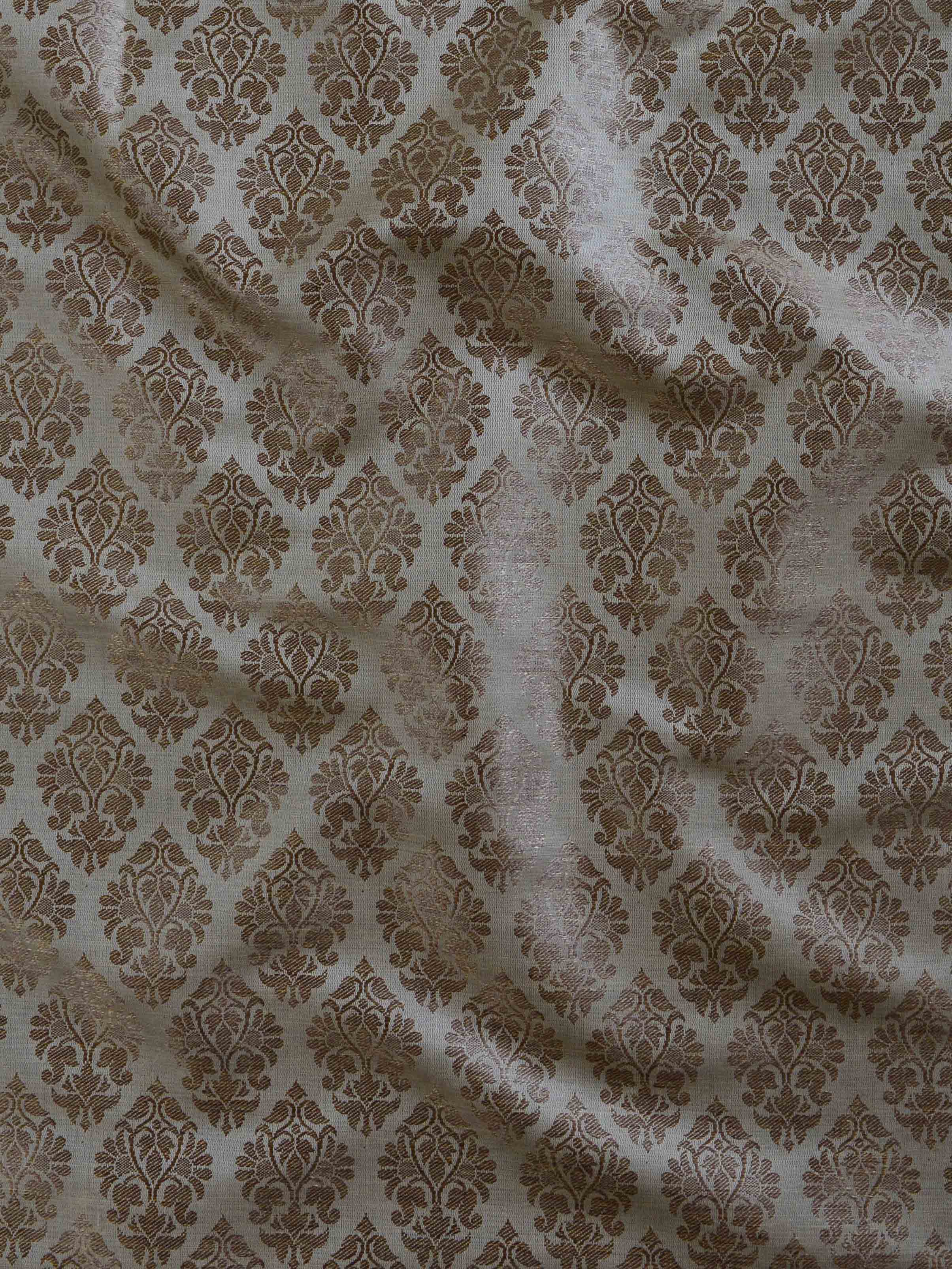 Bhagalpur Cotton Silk Jaal Ghichha Work Saree-Brown