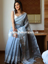 Banarasee Silk Cotton Mix Saree With Mirror Work-Grey
