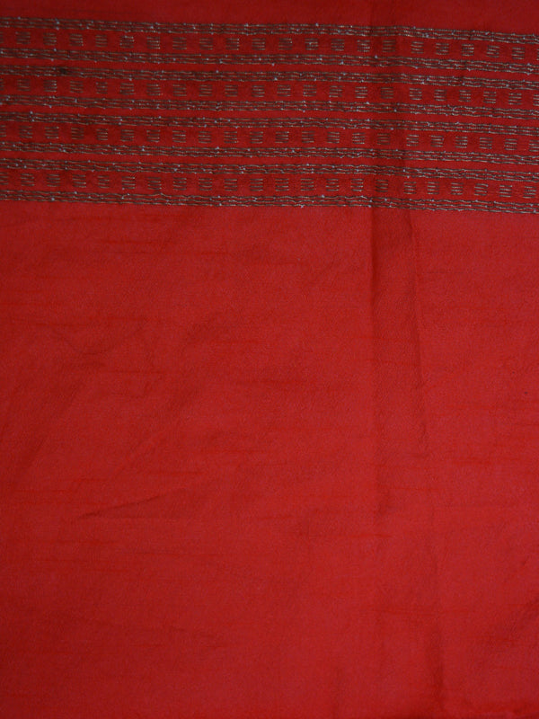Banarasee Handwoven Semi Silk Saree With Red Contrast Border-Yellow
