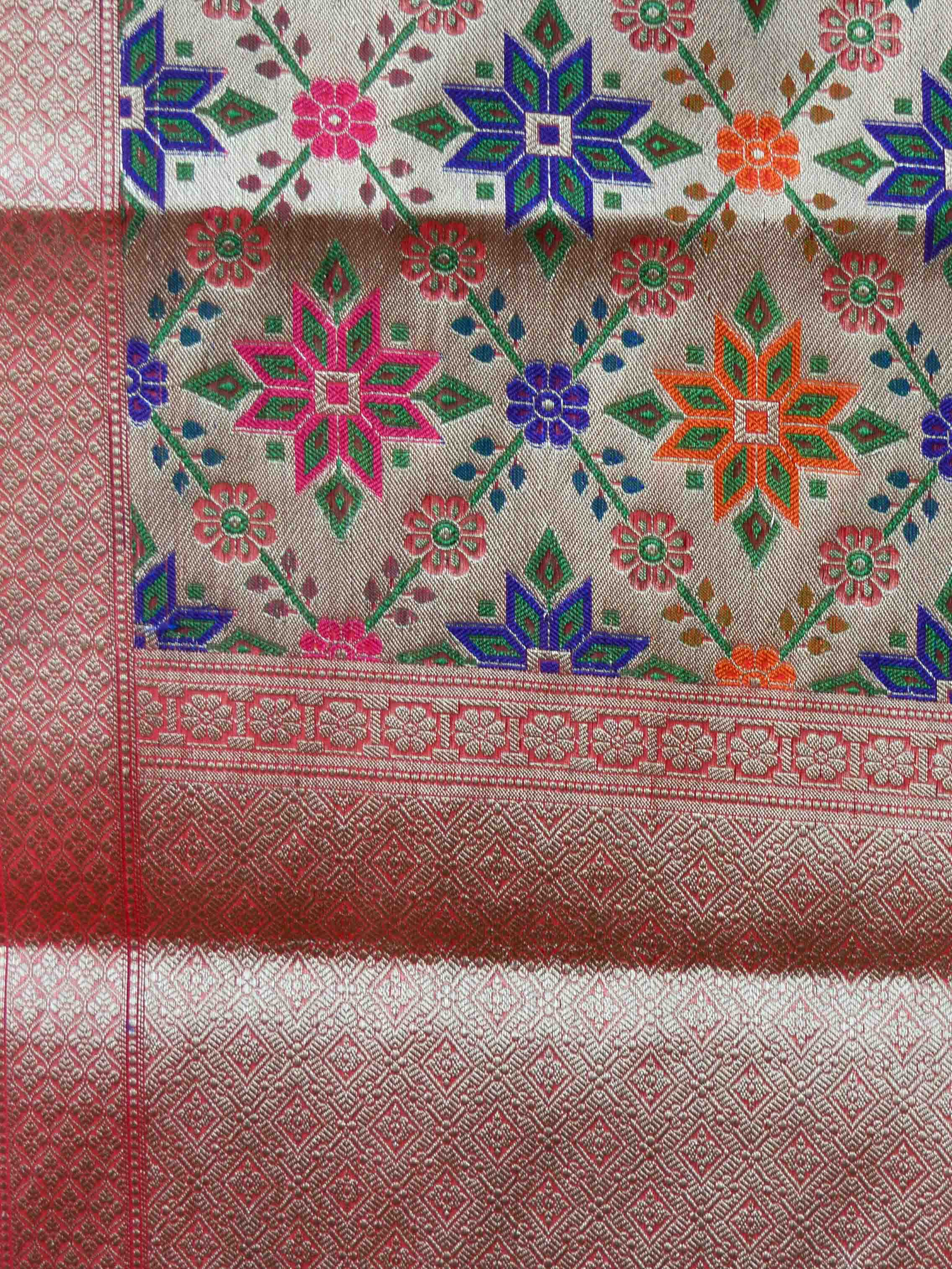 Banarasee Organza Mix Saree With Buti Design & Broad Meenakari Border-Pink