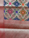 Banarasee Organza Mix Saree With Buti Design & Broad Meenakari Border-Pink