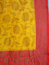 Banarasee Handwoven Semi Silk Saree With Red Contrast Border-Yellow