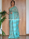 Banarasee Handloom Pure Khadi Cotton Embroidered Saree-Green