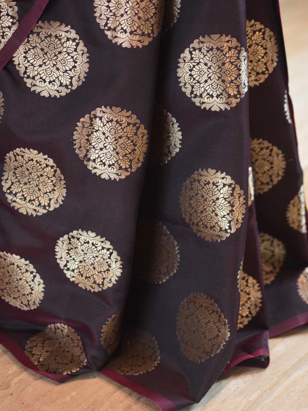 Banarasee Handwoven Semi Silk Saree With Buta Design-Violet(Pink Tone)