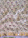 Handloom Maheshwari Silk Bagru Block Printed Mirror Work Saree-Lavender