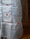 Banarasee Silk Cotton Mix Saree With Mirror Work-Grey