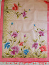Banarasee Pure Organza Silk Saree With Hand-Paint Floral Design-Peach