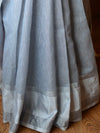 Banarasee Silk Cotton Mix Saree With Mirror Work-Grey