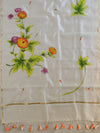 Banarasee Pure Chanderi Silk Hand-painted Salwar Kameez Set-White