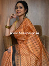 Banarasee Handloom Pure Linen By Tissue Metallic Shine Saree-Peach