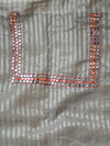 Banarasee Silk Cotton Mix Saree With Mirror Work-Grey
