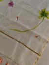 Banarasee Pure Chanderi Silk Hand-painted Salwar Kameez Set-White