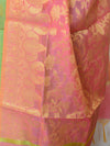 Banarasee Chanderi Cotton Salwar Kameez Buta Design Fabric With Contrast Dupatta-Green & Peach