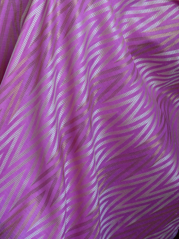Banarasee Cotton Silk Zig-Zag Salwar Kameez Fabric & Dupatta-Lavender