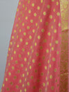 Banarasee Salwar Kameez Cotton Silk Gold Zari Buti Woven Fabric-Peach