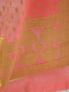 Banarasee Salwar Kameez Cotton Silk Gold Zari Buti Woven Fabric-Peach