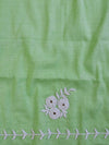 Handwoven Linen Salwar Kameez & Dupatta With Hand-Embroidered Pearl Work-Green