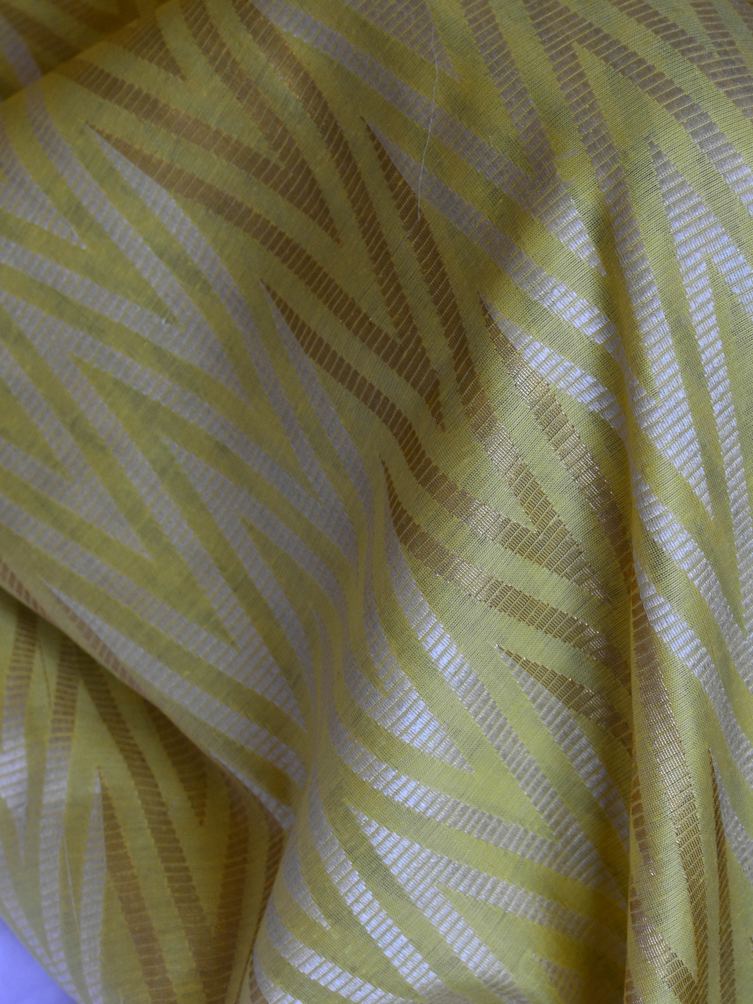 Banarasee Cotton Silk Zig-Zag Salwar Kameez Fabric & Dupatta-Yellow