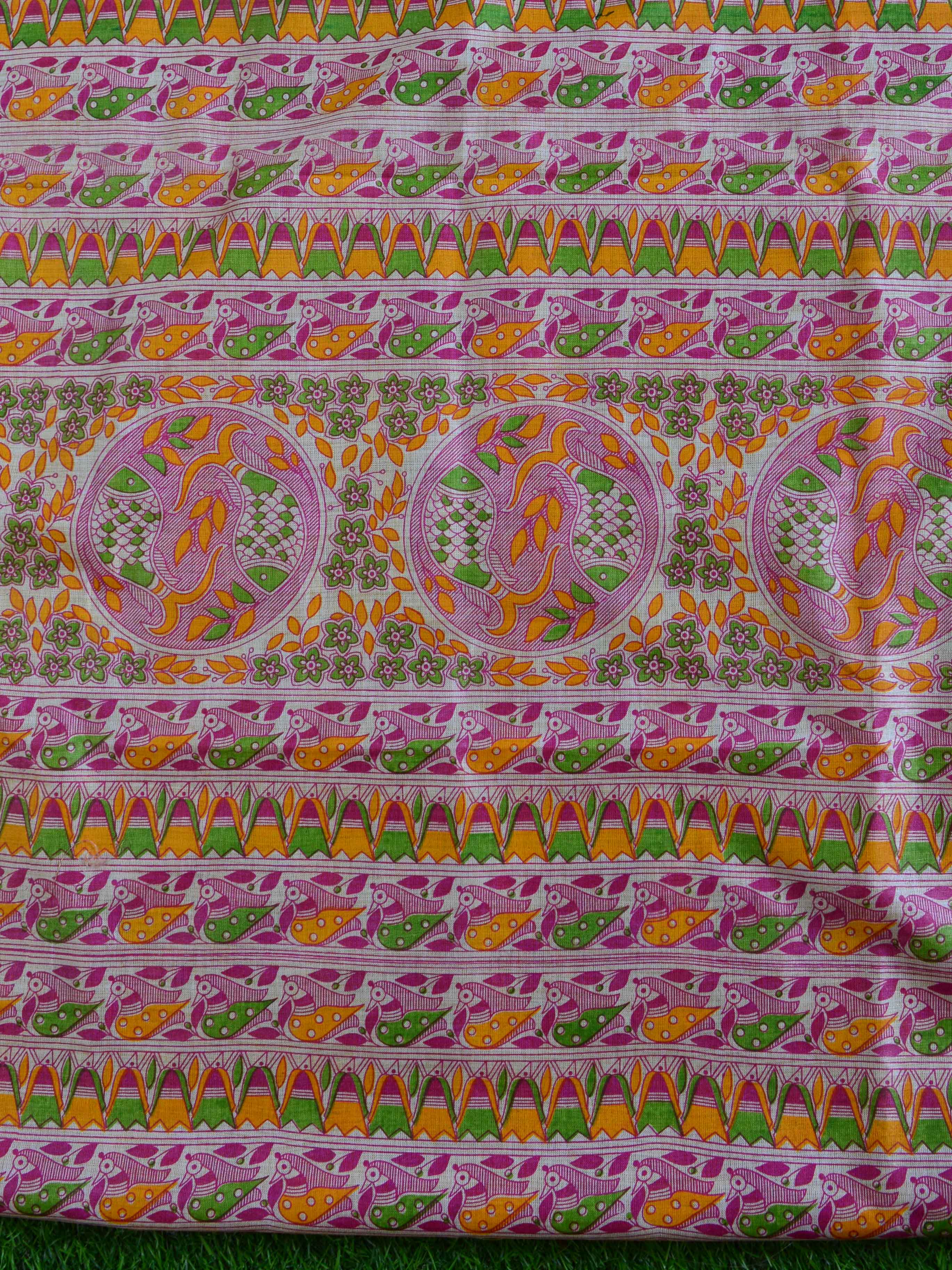 Handloom Block Printed Khadi Cotton Salwar Kameez Dupatta Set-Green & Beige