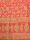 Banarasee Handloom Pure Chiffon Silk Kameez Fabric With Dupatta-Mustard & Peach