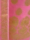 Banarasee Salwar Kameez Cotton Silk Gold Zari Buti Woven Fabric-Pink