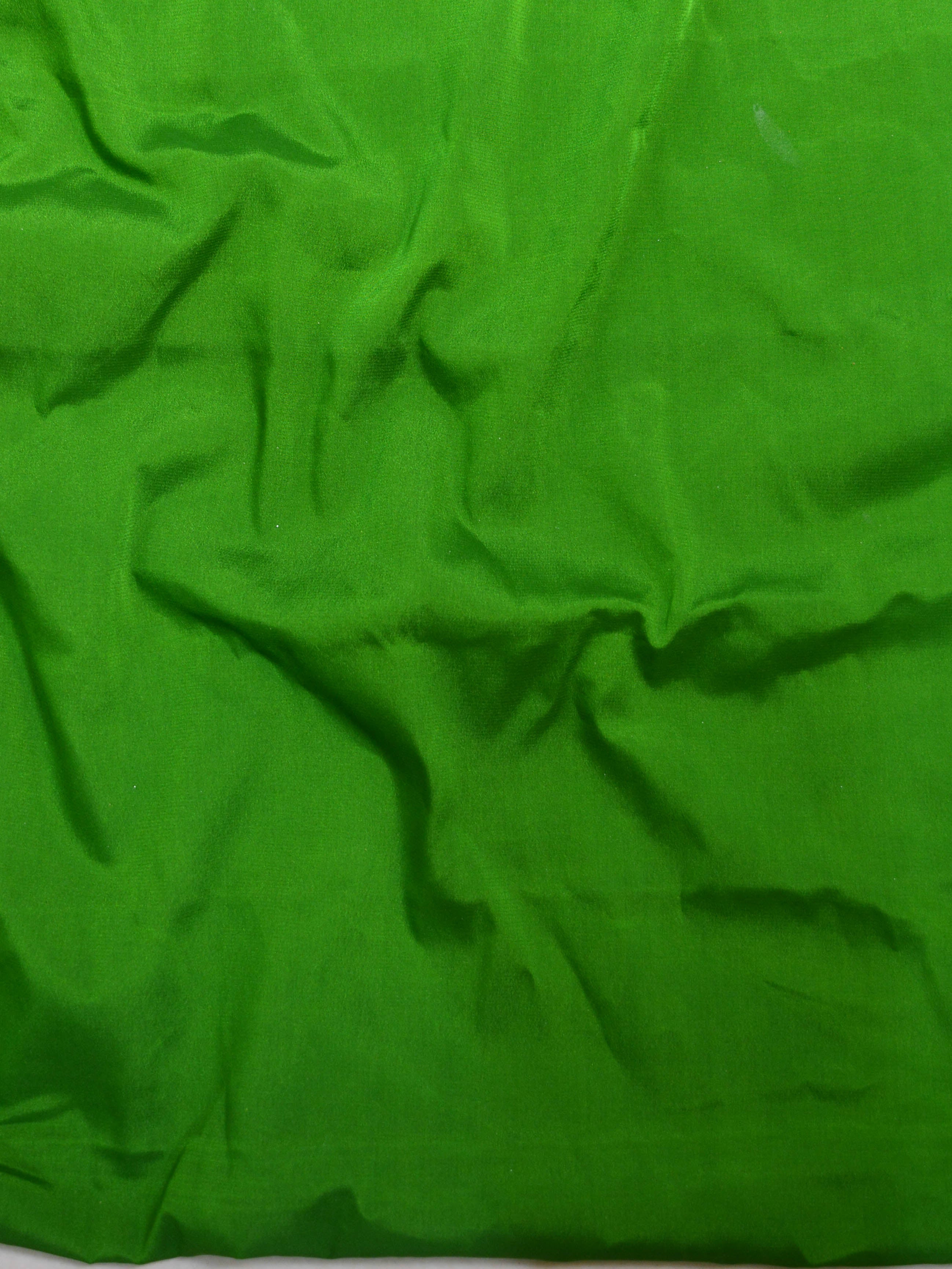 Banarasee Handloom Pure Chiffon Silk Salwar Kameez With Zari Design Fabric-Magenta & Green