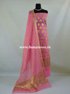 Banarasee Salwar Kameez Cotton Silk Gold Zari Buti Woven Fabric-Pink