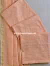 Chikankari & Zari Work Banarasee Chanderi Silk Dupatta Kameez Set-Peach