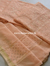 Chikankari & Zari Work Banarasee Chanderi Silk Dupatta Kameez Set-Peach