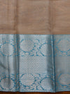 Banarasee Handwoven Broad Contrast Border Tissue Saree-Silver & Blue