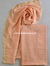 Chikankari & Zari Work Banarasee Chanderi Silk Dupatta Kameez Set-Peach