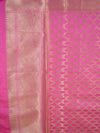 Banarasee Art Silk Dupatta With Gold Zari Jaal Design-Pink