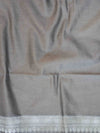 Banarasee Handwoven Semi-Chiffon Saree With Zari Jaal Work & Floral Border-Grey