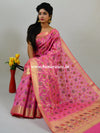 Banarasee Faux Georgette Saree With Meena Floral Jaal Work-Baby Pink