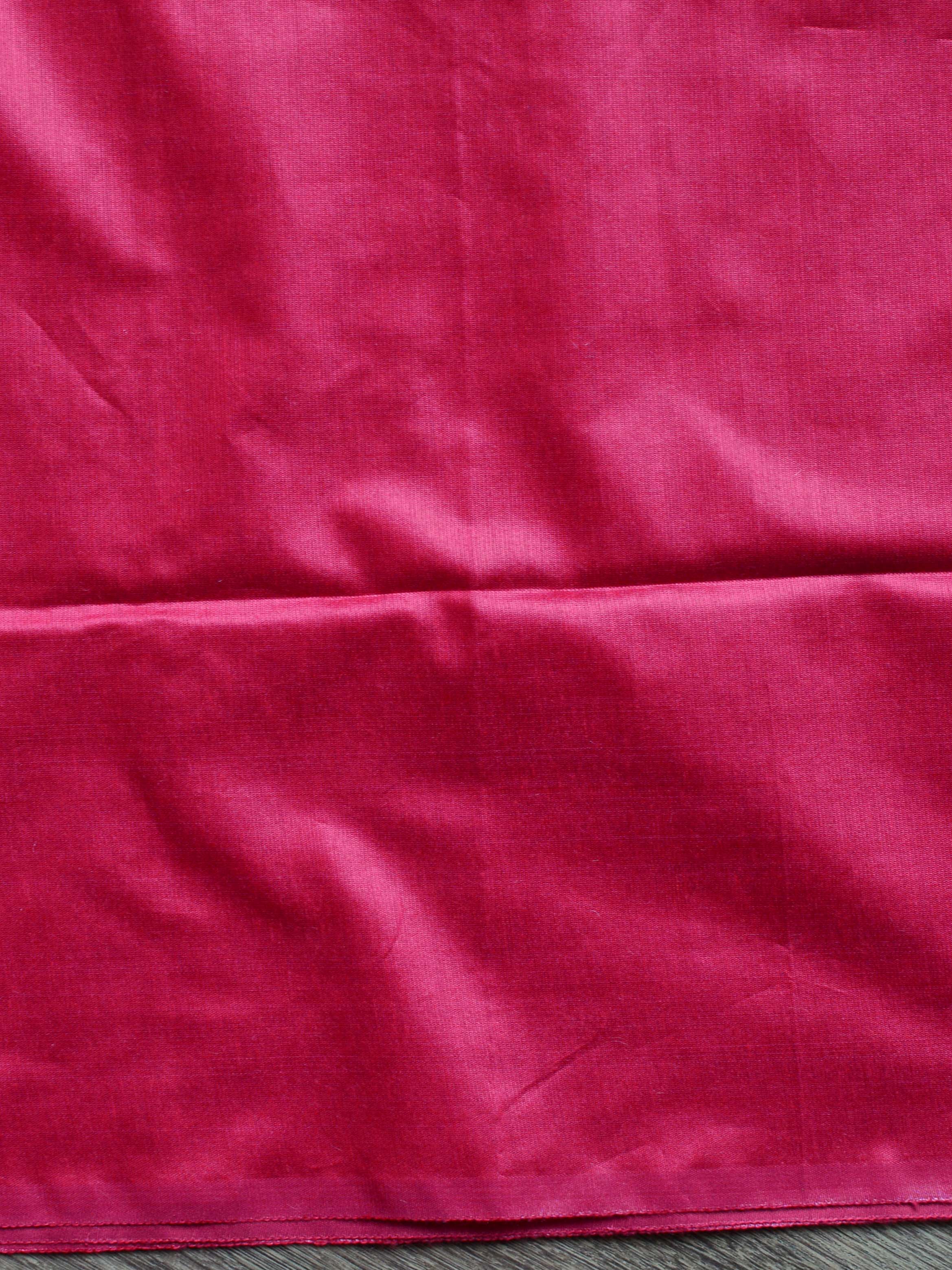 Banarasee Chanderi Cotton Zari Buta Contrast Border Design Salwar Kameez & Dupatta Set-Wine & Red
