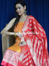 Banarasee Chanderi Cotton Zari Buta Contrast Border Design Salwar Kameez & Dupatta Set-Yellow & Red