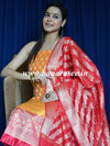 Banarasee Chanderi Cotton Zari Buta Contrast Border Design Salwar Kameez & Dupatta Set-Yellow & Red
