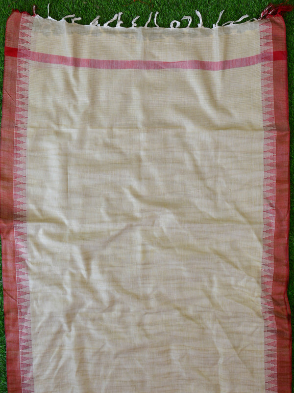 Handloom Khadi Cotton Salwar Kameez Dupatta Set-Red & Beige