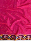 Banarasee Soft Silk Patola Saree With Zari Border-White & Pink