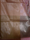 Banarasee Handwoven Contrast Border Pastel Color Saree With Self Weaving Design-Pink