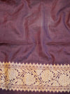 Banarasee Handwoven Semi-Chiffon Saree With Floral Zari Design-Pink & Brown