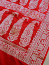 Banarasee Handwoven Semi-Chiffon Saree With Silver Zari-Orange & Red